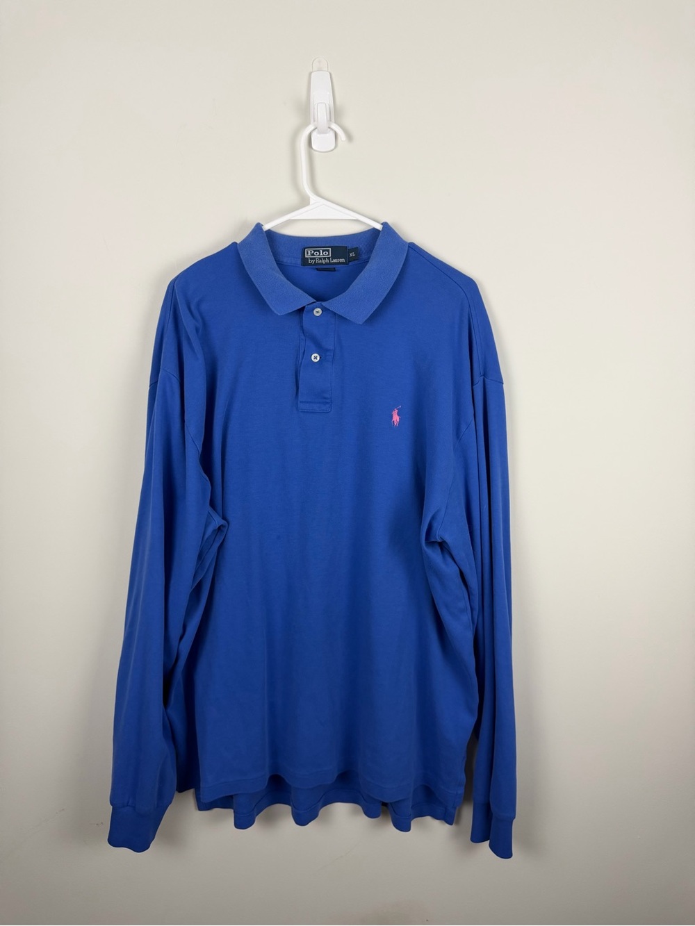 Polo by Ralph Lauren Long Sleeve Polo - Blue with Pink Pony